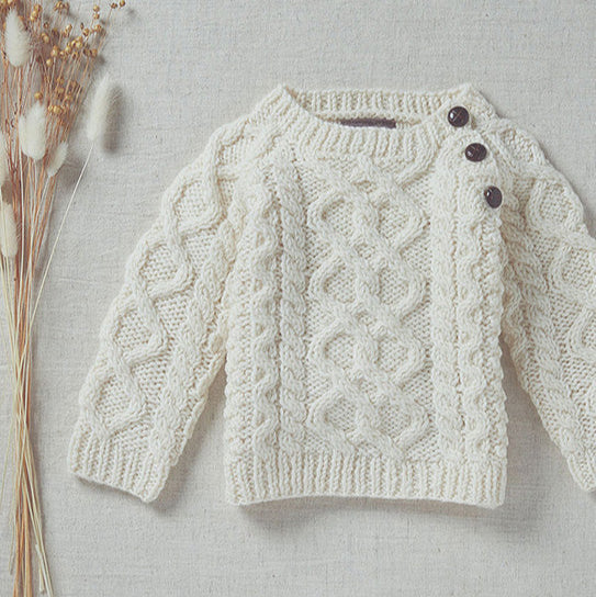 Shepley Baby Aran Wool Crew Neck Sweater