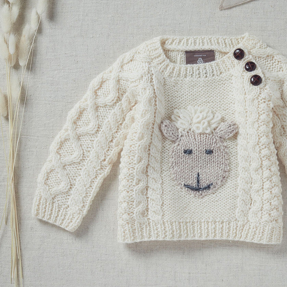 Shepley Character Baby Aran Wool Crew Neck Sweater