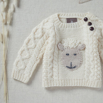 Shepley Character Baby Aran Wool Crew Neck Sweater