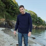Blanemore Navy Aran Mens Crew