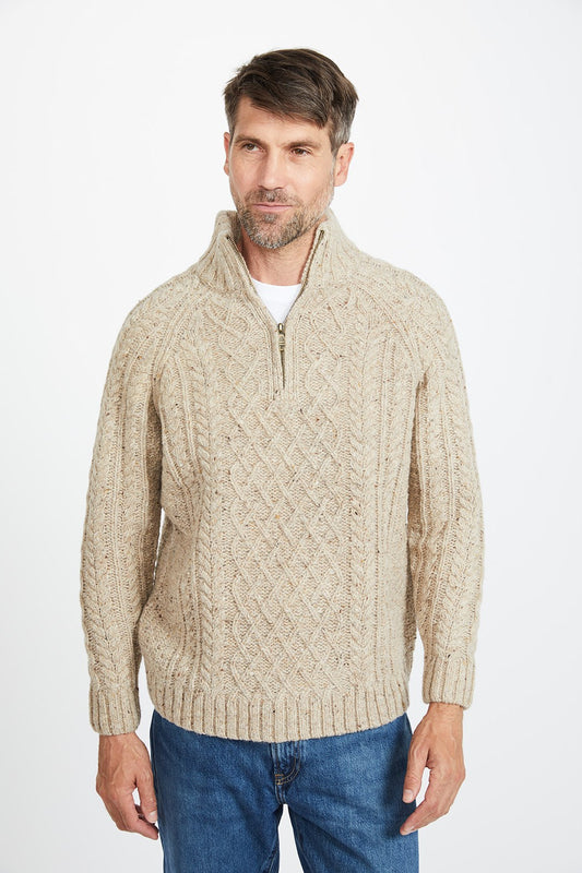 Drummin Aran Mens Zip Troyer