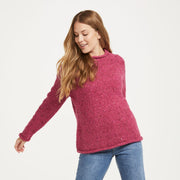 Brackloon Tweed Roll Neck Pink Ladies Sweater