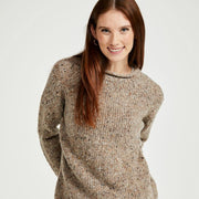Brackloon Tweed Roll Neck Oat Ladies Sweater