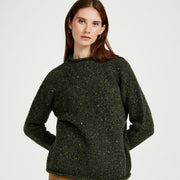 Brackloon Tweed Roll Neck Forest Green Ladies Sweater