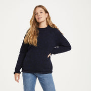 Brackloon Tweed Roll Neck Navy Ladies Sweater