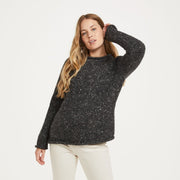 Brackloon Tweed Roll Neck Charcoal Ladies Sweater