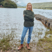 Brackloon Tweed Roll Neck Forest Green Ladies Sweater