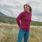 Brackloon Tweed Roll Neck Pink Ladies Sweater