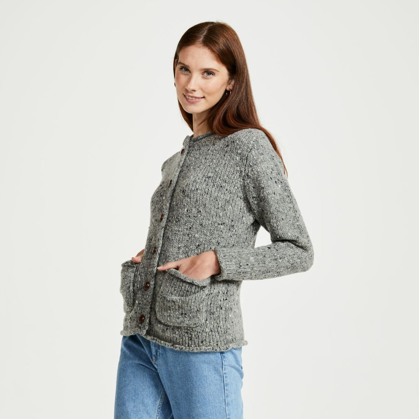 クイーン&ベル ニット チュニック 長袖 カシミヤ カモフラ M グレー カーキ Avondale Ladies Tweed Cardigan | Irish Knitwear | Gifts of Ireland