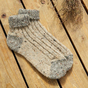 Ladies Donegal Yarn Grey/Oat Ankle Socks