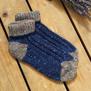 Ladies Donegal Yarn Grey/Blue Ankle Socks