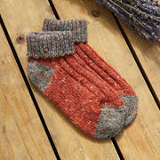 Ladies Donegal Yarn Grey/Orange Ankle Socks