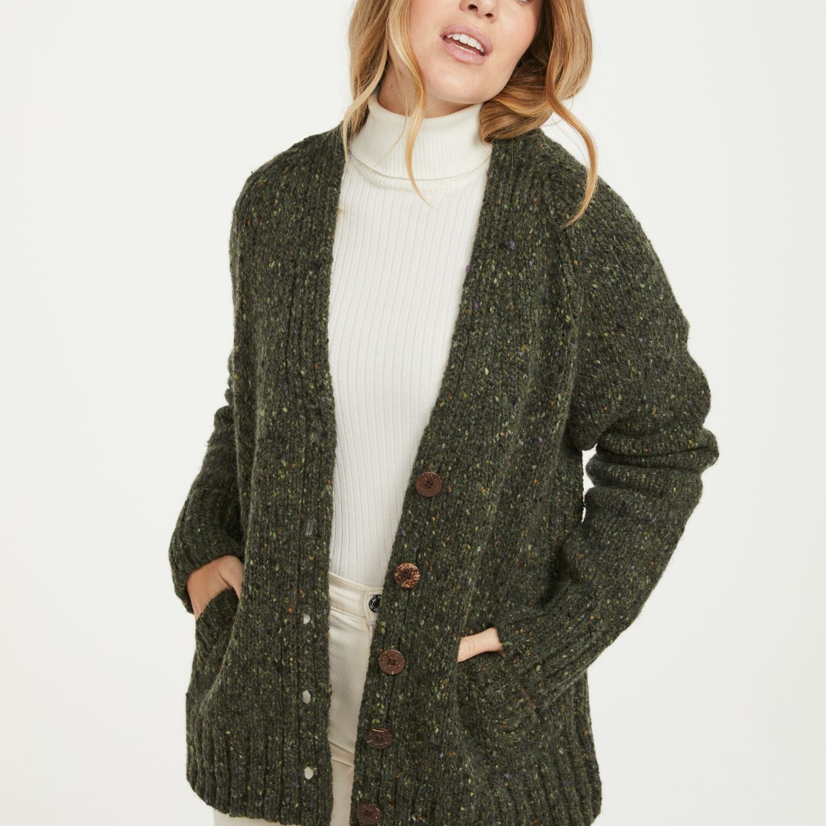 Bonny Glen Ladies Tweed Forest Green Cardigan