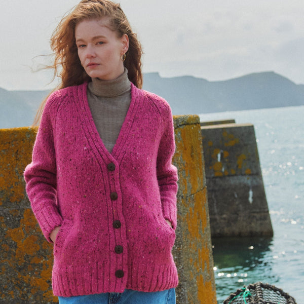 Bonny Glen Ladies Tweed Pink Cardigan