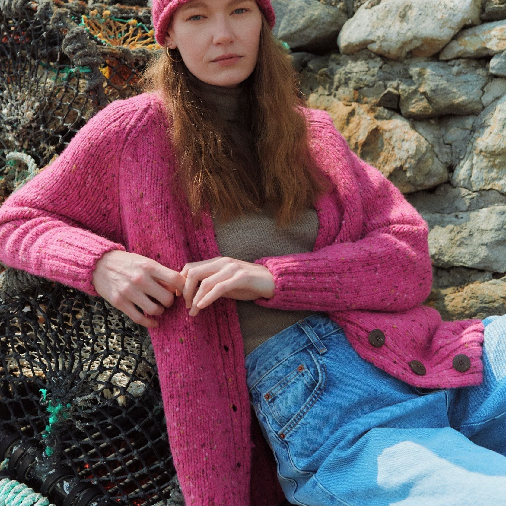 Bonny Glen Ladies Tweed Pink Cardigan
