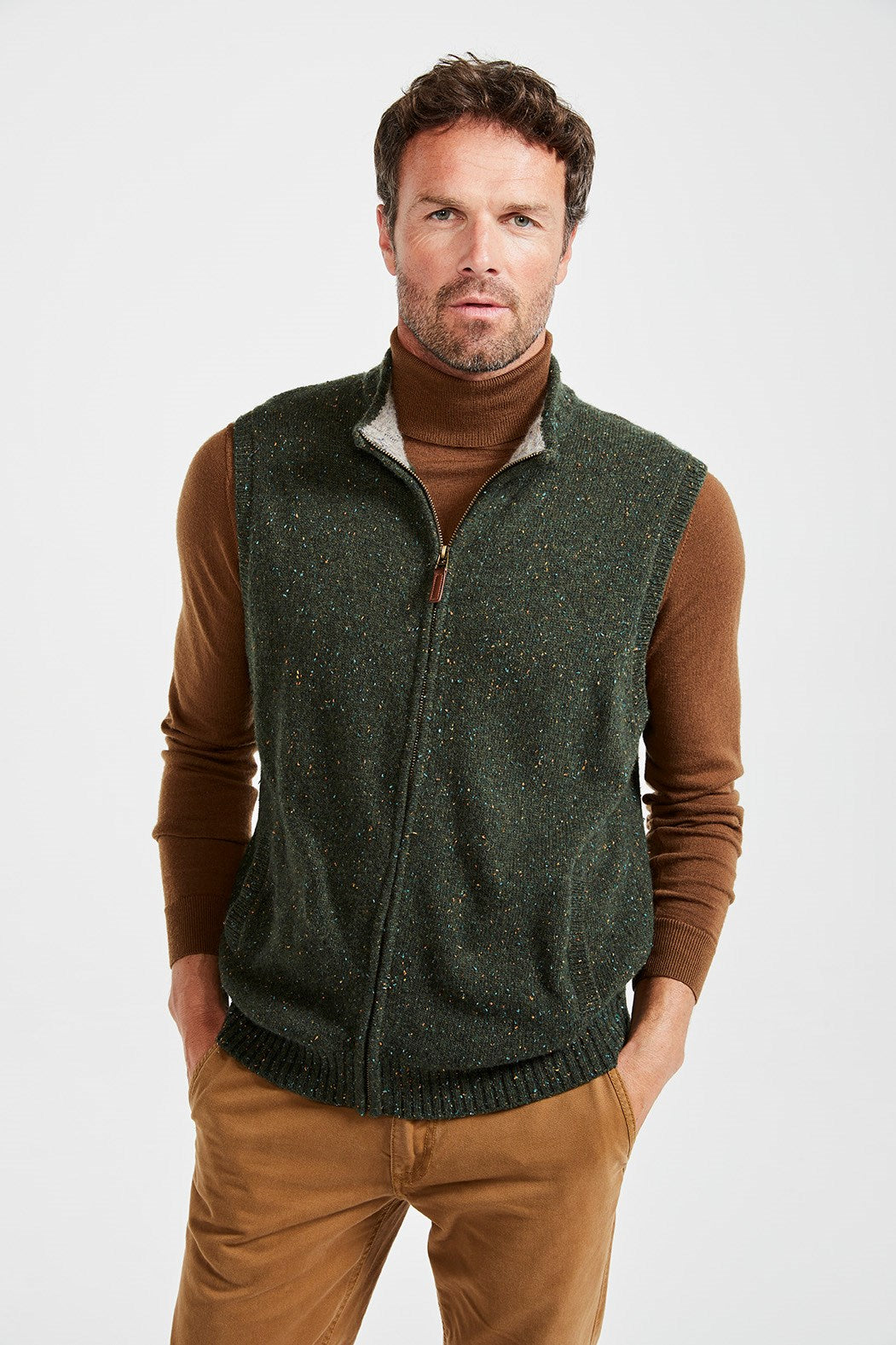 Rossport Mens Aran Nepped Gilet