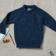 Brackloon Óg Children's Roll Neck Raglan Crew - Navy Blue