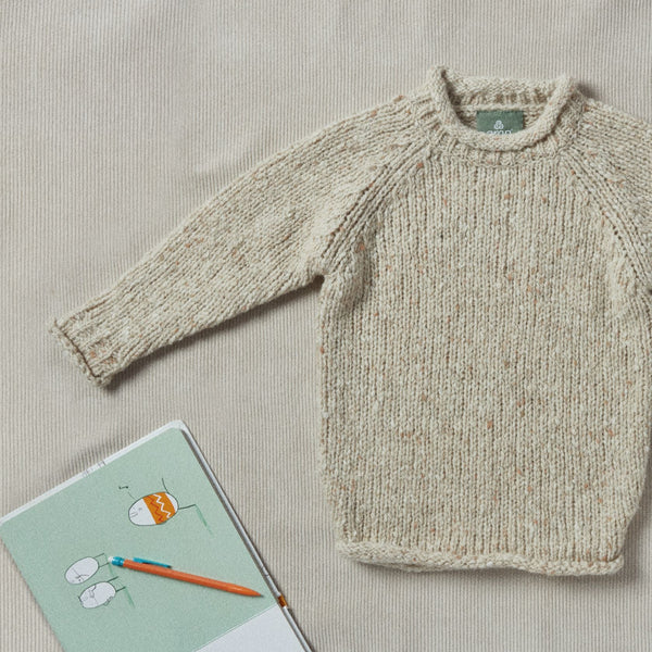 Brackloon Óg Children's Roll Neck Raglan Crew - Cream