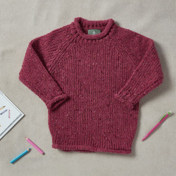 Brackloon Óg Children's Roll Neck Raglan Crew - Pink