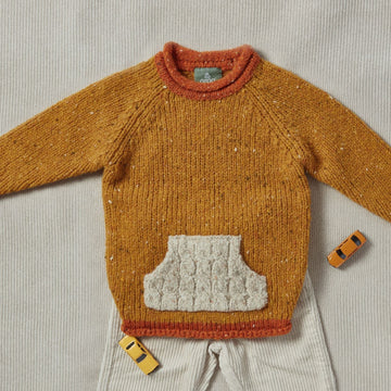 Gréine Children’s Roll Neck with Pocket - Sunglow