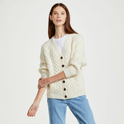 Glenisland Ladies Handknit V-Neck Natural Cardigan