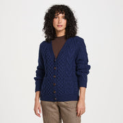 Glenisland Ladies Handknit V-Neck Navy Cardigan