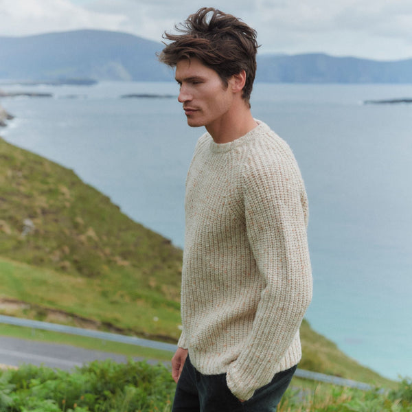 Killykeen Mens Fisherman Ribbed Cream Crew Sweater