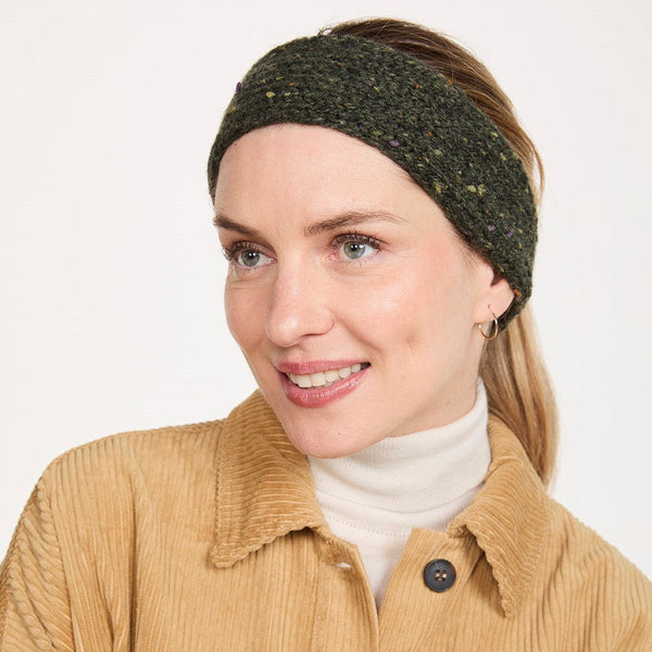 Cuddly Cute Forest Green Nepped Aran Headband