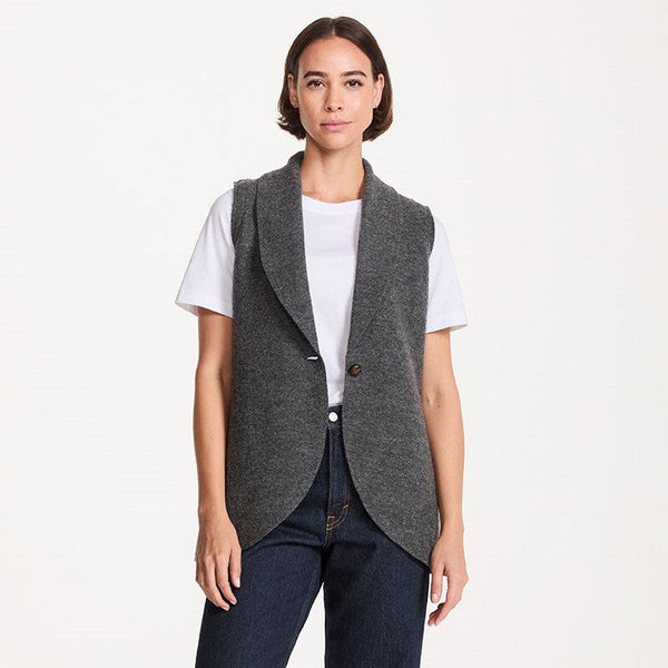 Grey Boiled Wool Vest