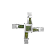 Connemara Marble St. Brigid Cross Brooch