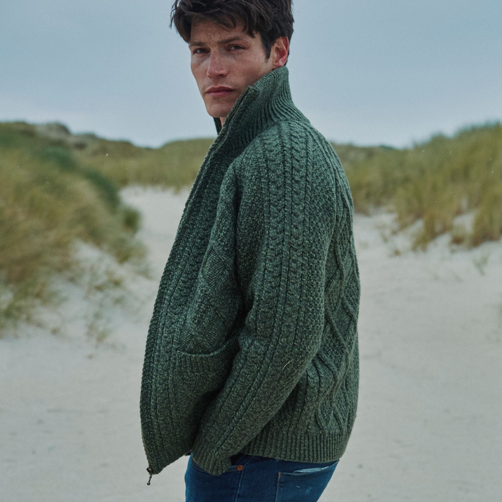 Brannock Men's Aran Cardigan | Irish Knitwear | Gifts of Ireland