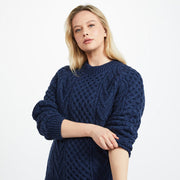 Kilronan Aran Ladies Navy Honeycomb Sweater