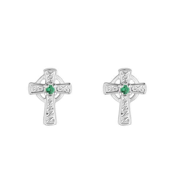 Emerald Cross Earrings