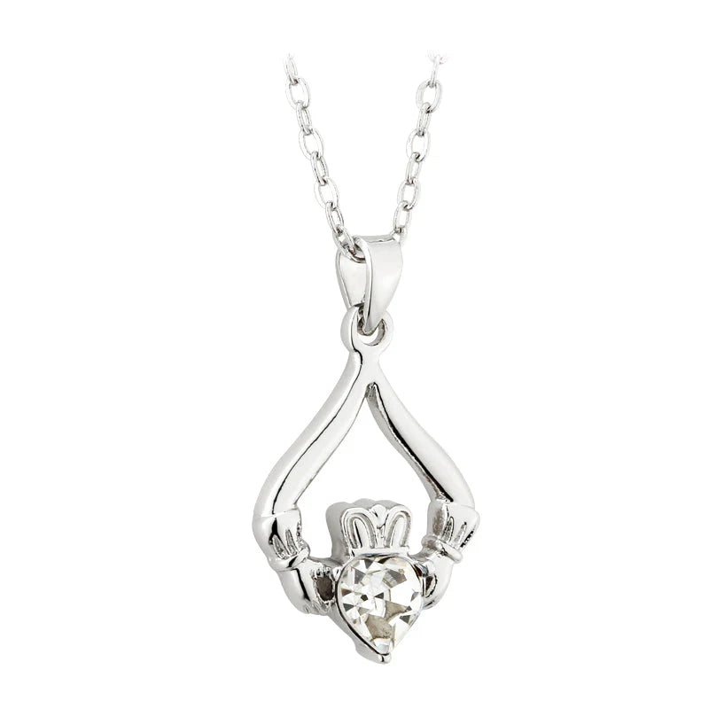 Claddagh Birthstone Necklace - April