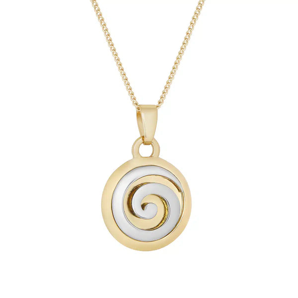 Two Tone Plated Spiral Pendant Necklace