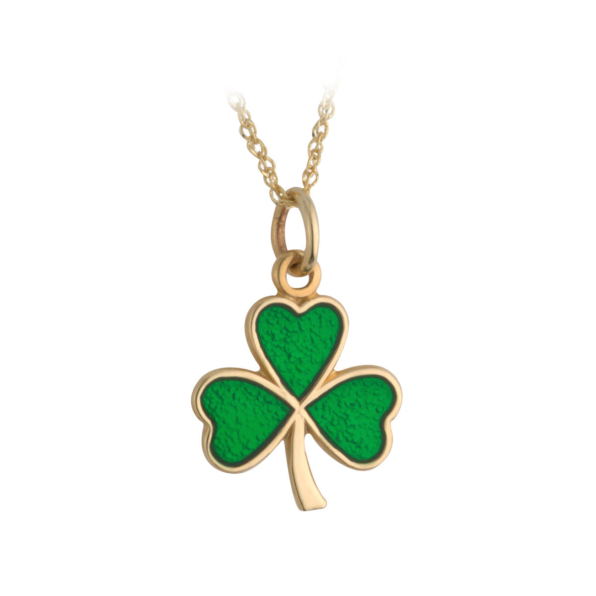 9K Small Enamel Shamrock Pendant