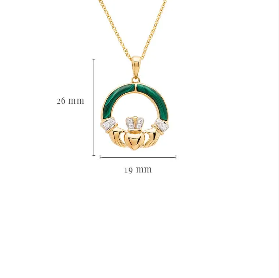 Gold Vermeil Malachite Claddagh Necklace