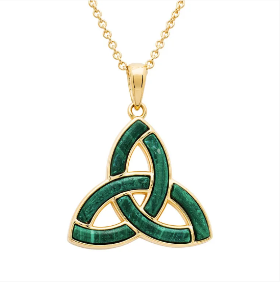 Gold Vermeil Malachite Trinity Knot Necklace