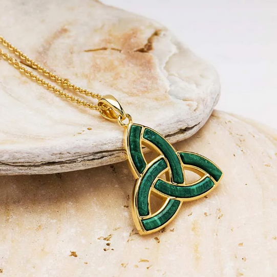 Gold Vermeil Malachite Trinity Knot Necklace