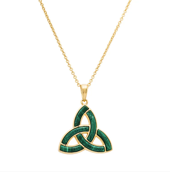 Gold Vermeil Malachite Trinity Knot Necklace