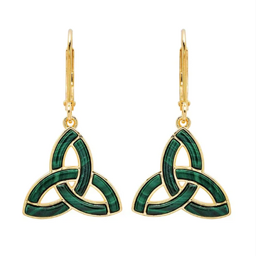 Gold Vermeil Malachite Trinity Knot Earrings