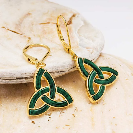 Gold Vermeil Malachite Trinity Knot Earrings