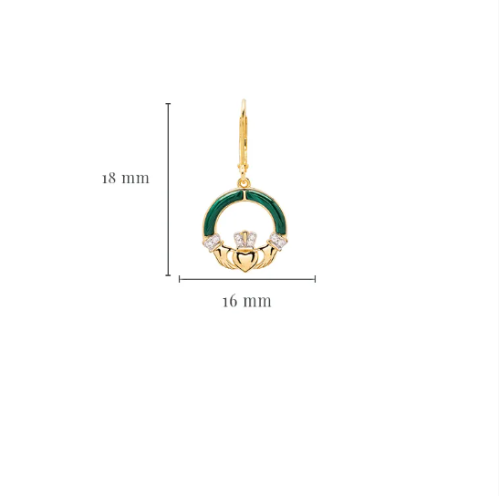 Gold Vermeil Malachite Claddagh Earrings