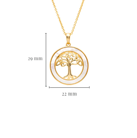 14KT Gold Vermeil Mother of Pearl Celtic Tree of Life Necklace