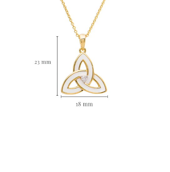 Gold Vermeil White Enamel Celtic Trinity Knot Necklace