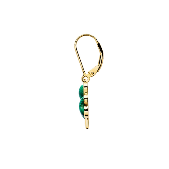 14KT Gold Vermeil Drop Malachite Shamrock Earrings