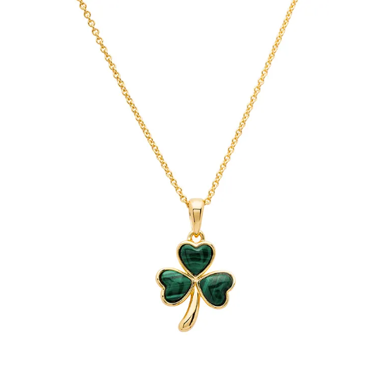 Gold Vermeil Malachite Shamrock Necklace