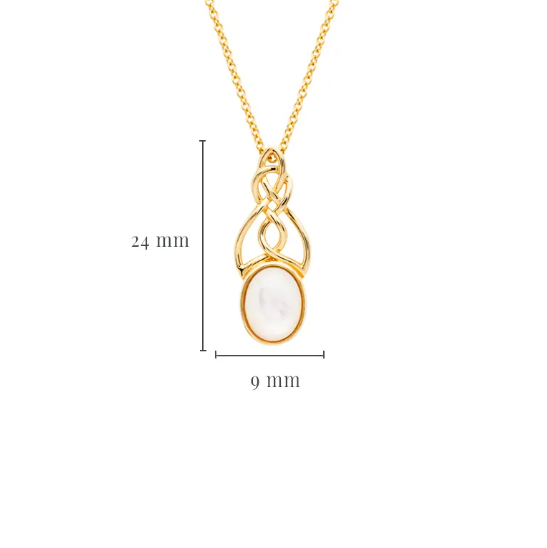 14KT Gold Vermeil Mother of Pearl Irish Trinity Knot Necklace