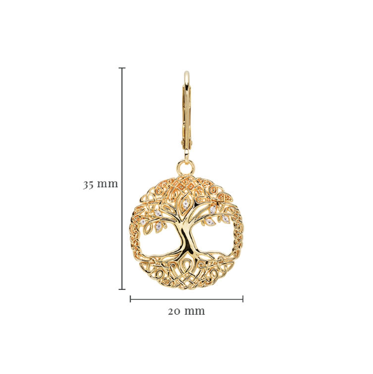 14KT Gold Vermeil Drop Celtic Tree of Life Earrings
