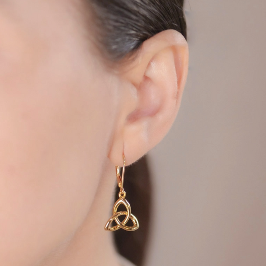14KT Gold Vermeil Drop Trinity Knot Earrings